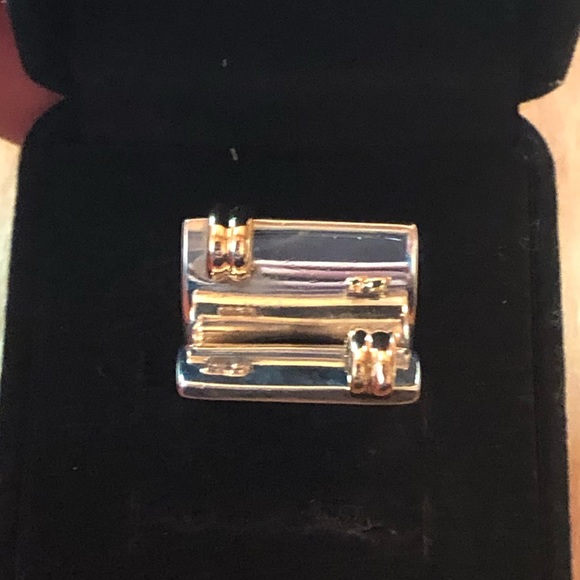 14kt solid Y Gold Sterling Silver Modern Ring - Picture 2 of 16